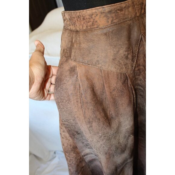 VTG Handmade Leather Midi Skirt Psychedelic pattern Pockets Y2K Cowgirl Size M? - Picture 9 of 12